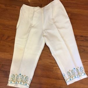 ❤️SALE❤️White Linen David N Crop Pants Size 14